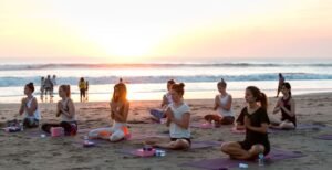 Peaceful soul retreat surrounded by nature where individuals practice meditation, relaxation, and spiritual growth in a calm environment.