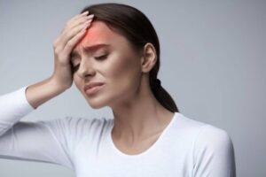 Back of head headache showing the location of pain around the skull and upper neck
