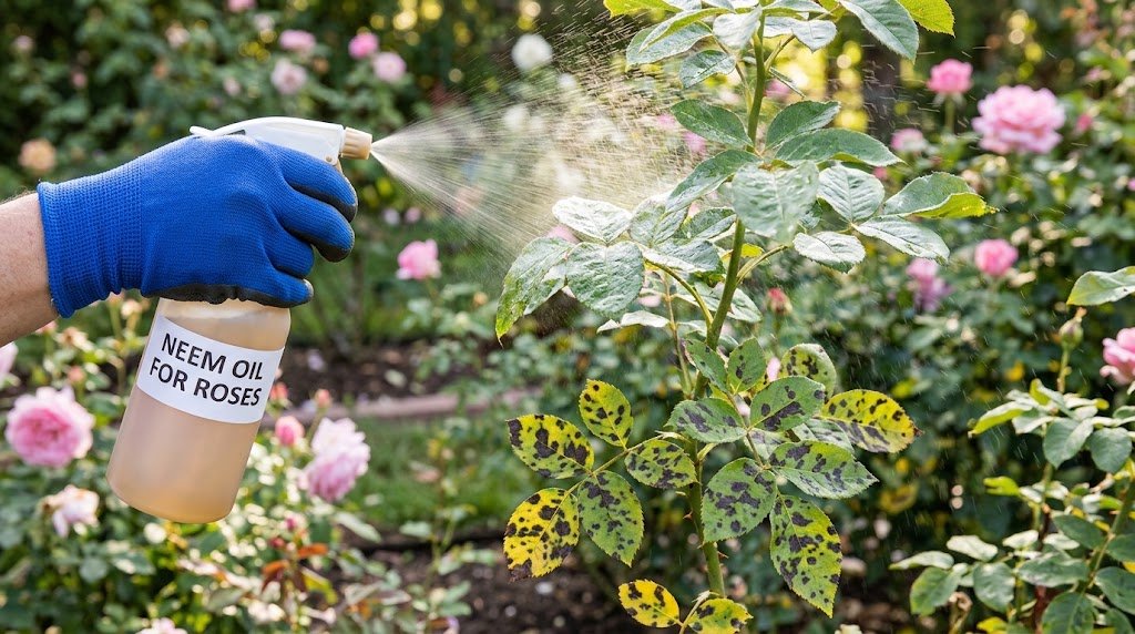 Using Neem Oil For Black Spot on Roses Without Damaging Leaves